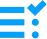 A blue checklist symbol